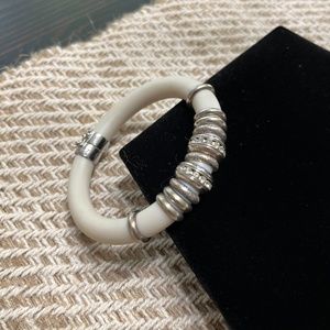 E Pearl 925 Silver Silicone Bracelet